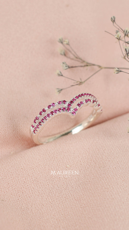 Anillo churumbela doble V - Plata