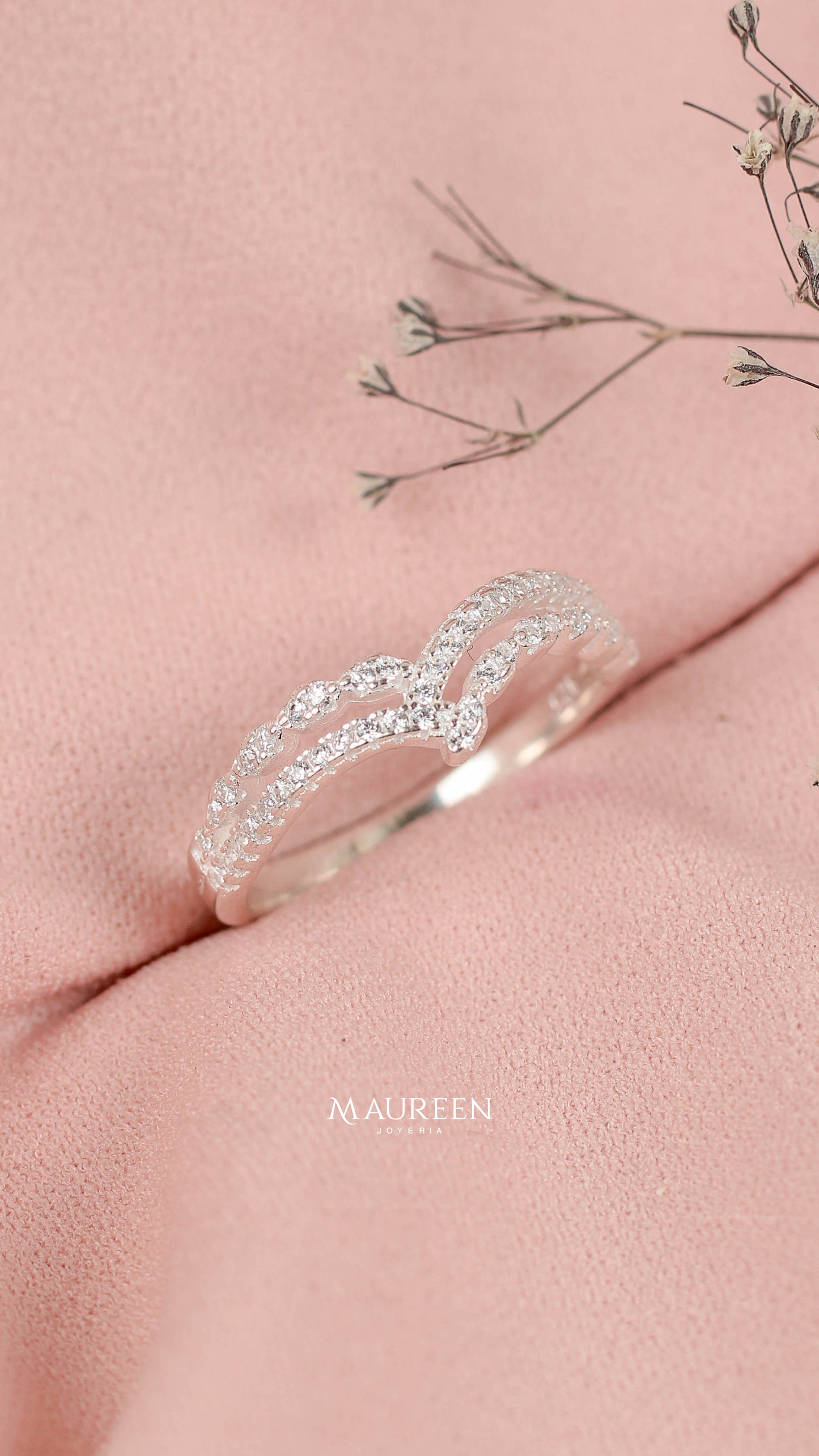 Anillo churumbela doble V - Plata