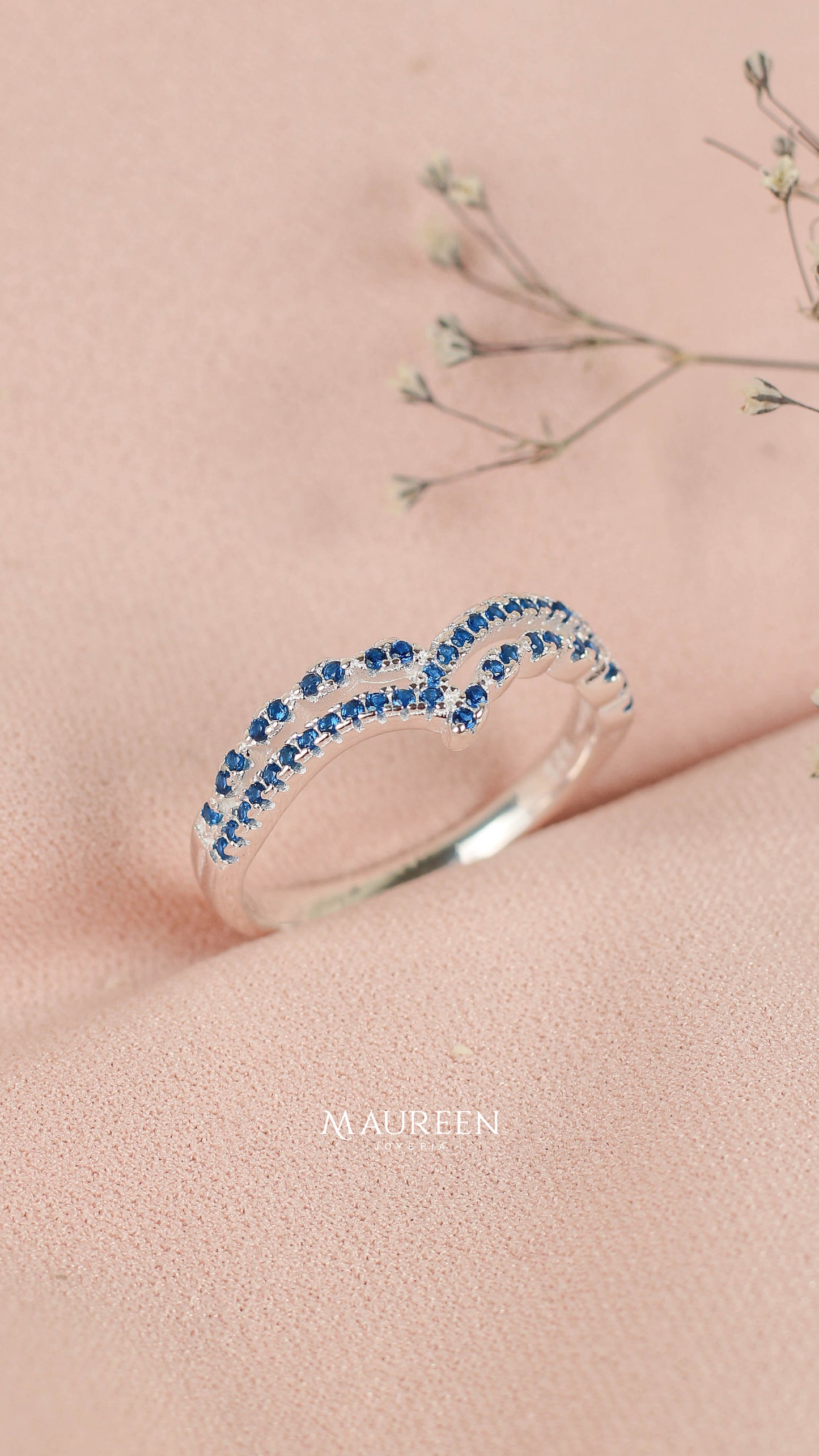 Anillo churumbela doble V - Plata