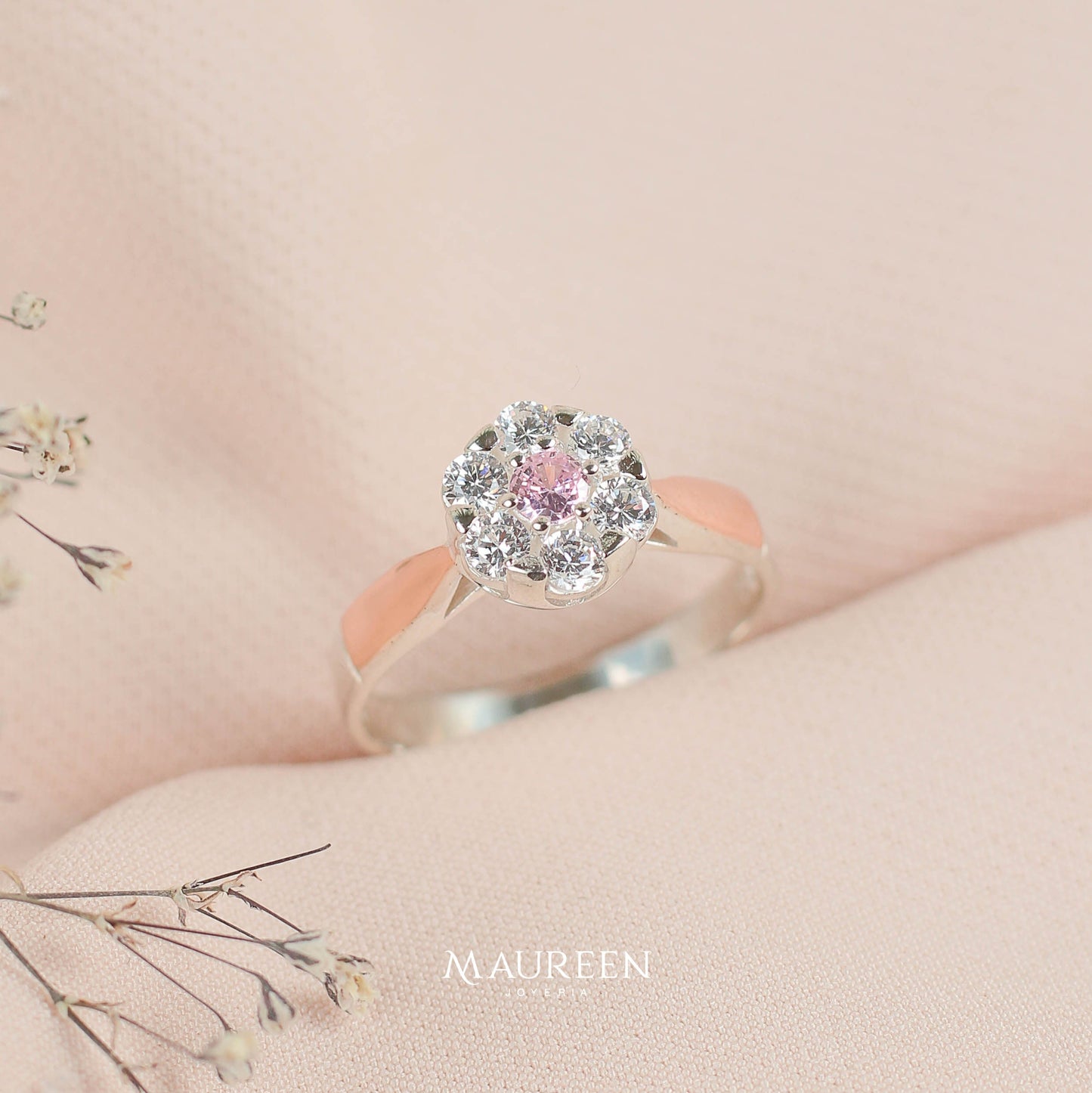 Anillo promesa flor plata/oro - Plata