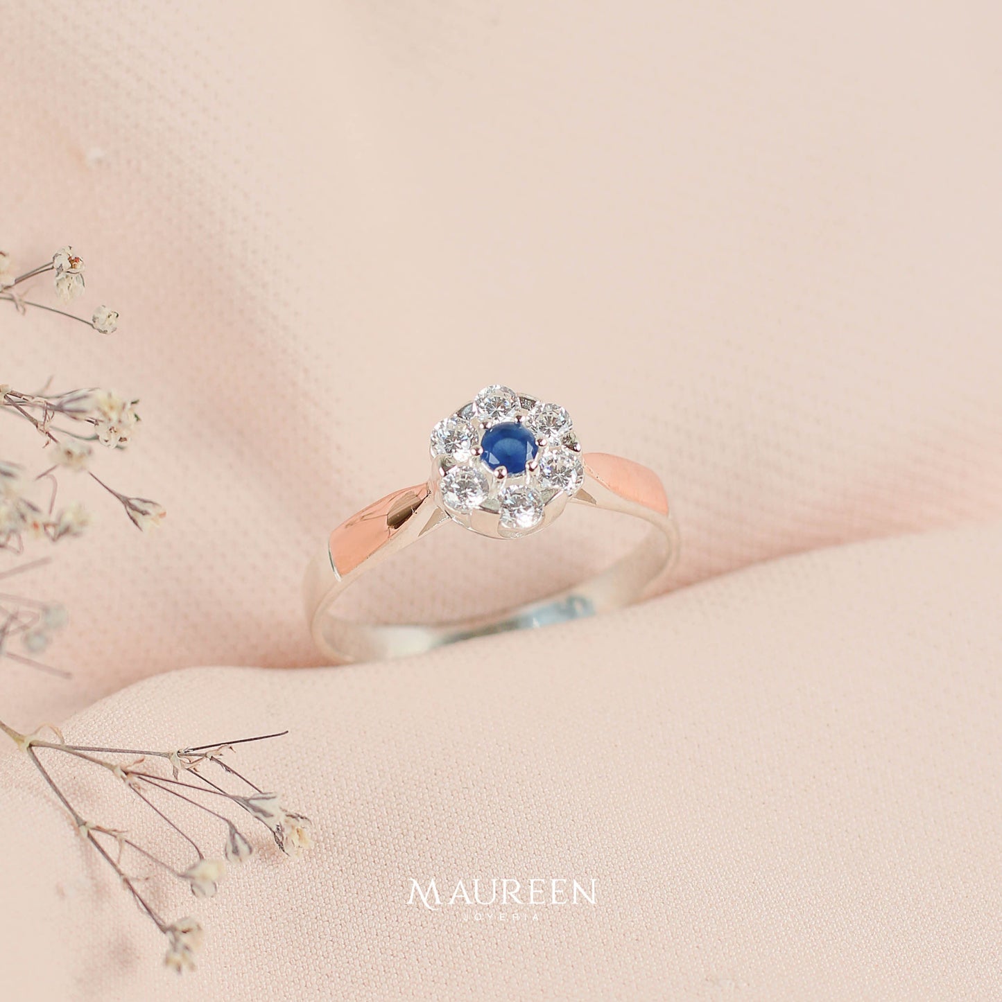 Anillo promesa flor plata/oro - Plata
