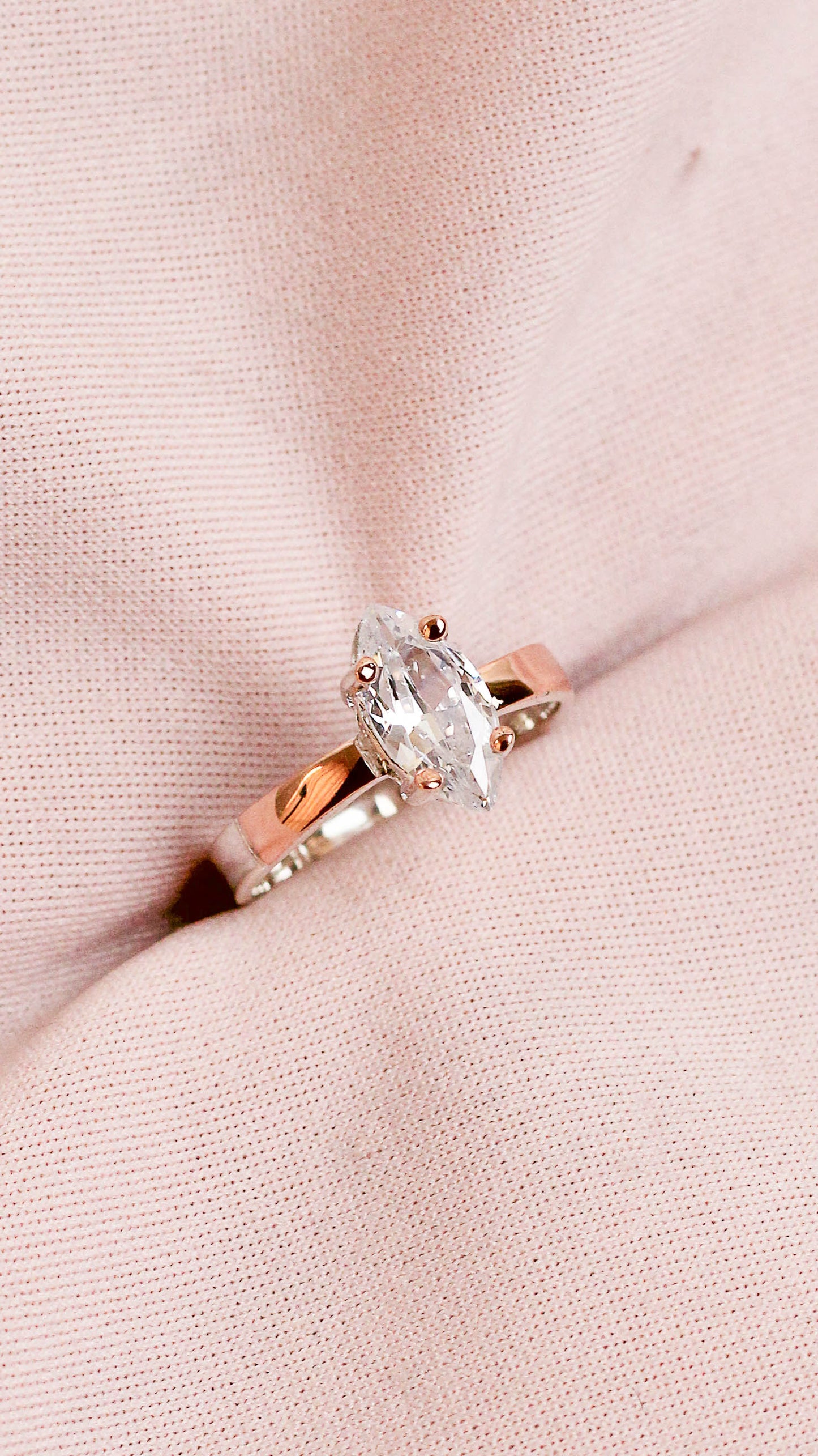 Anillo de promesa marquise - Plata/Oro