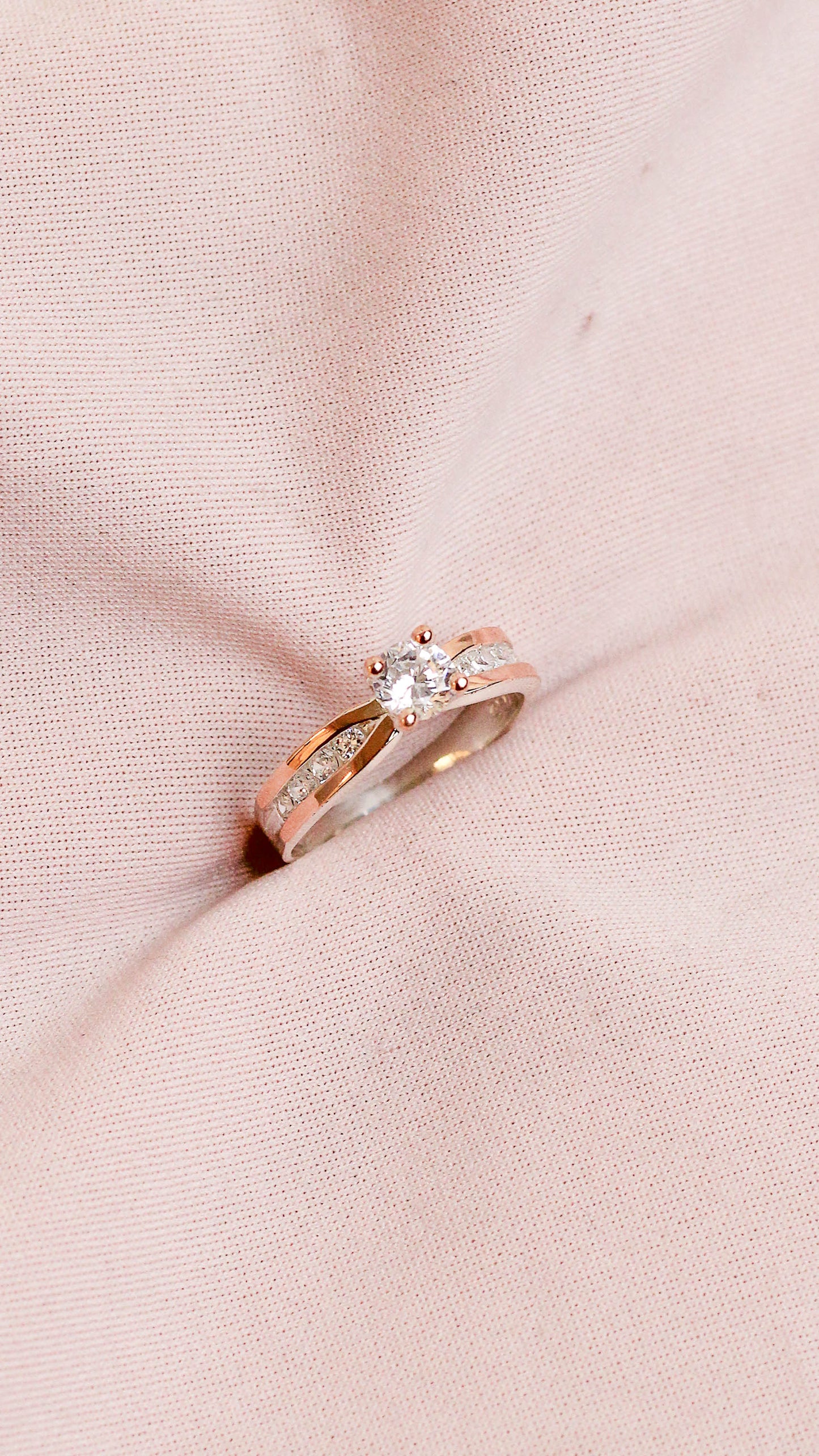 Anillo de promesa solitario - Plata/Oro