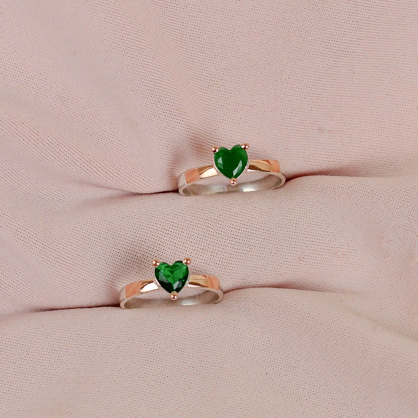 Anillo de promesa corazón piedra verde - Plata/Oro