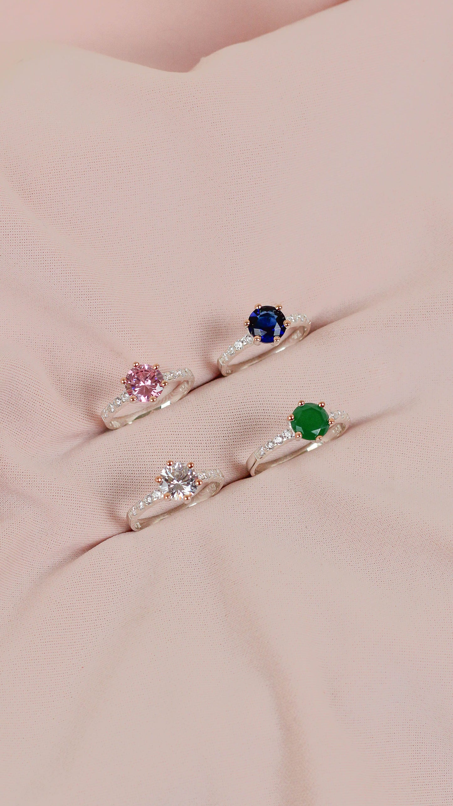 AAnillo promesa circones al lados engastado - Plata/Oro