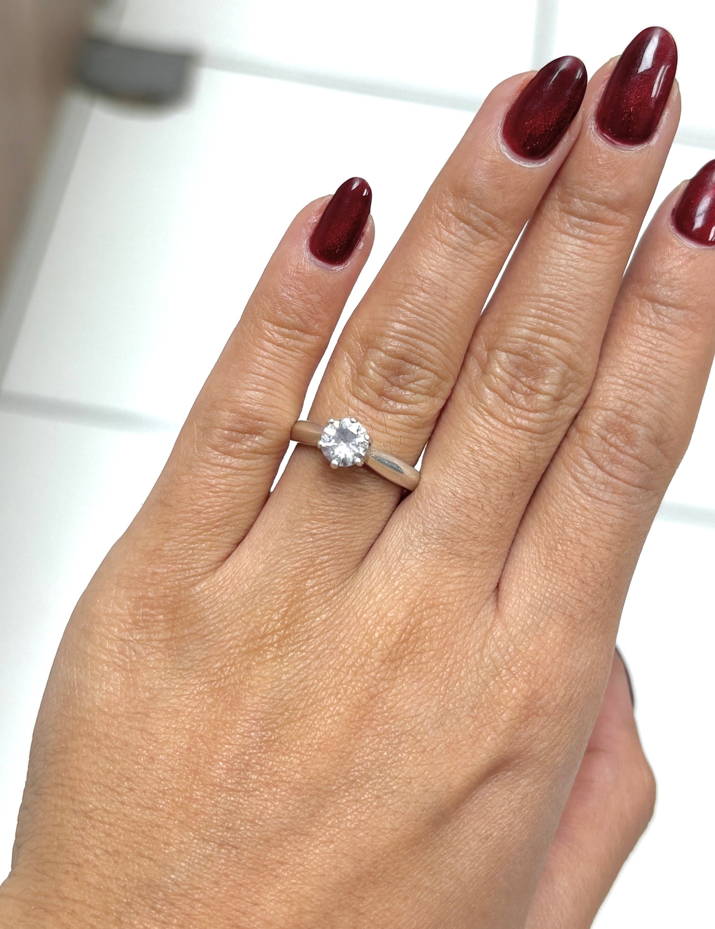 Anillo compromiso aro concavo 6 engastes - Plata