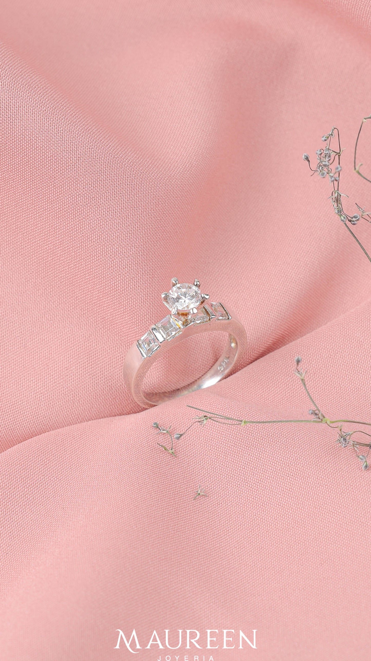 Anillo de compromiso cuadrado - Plata