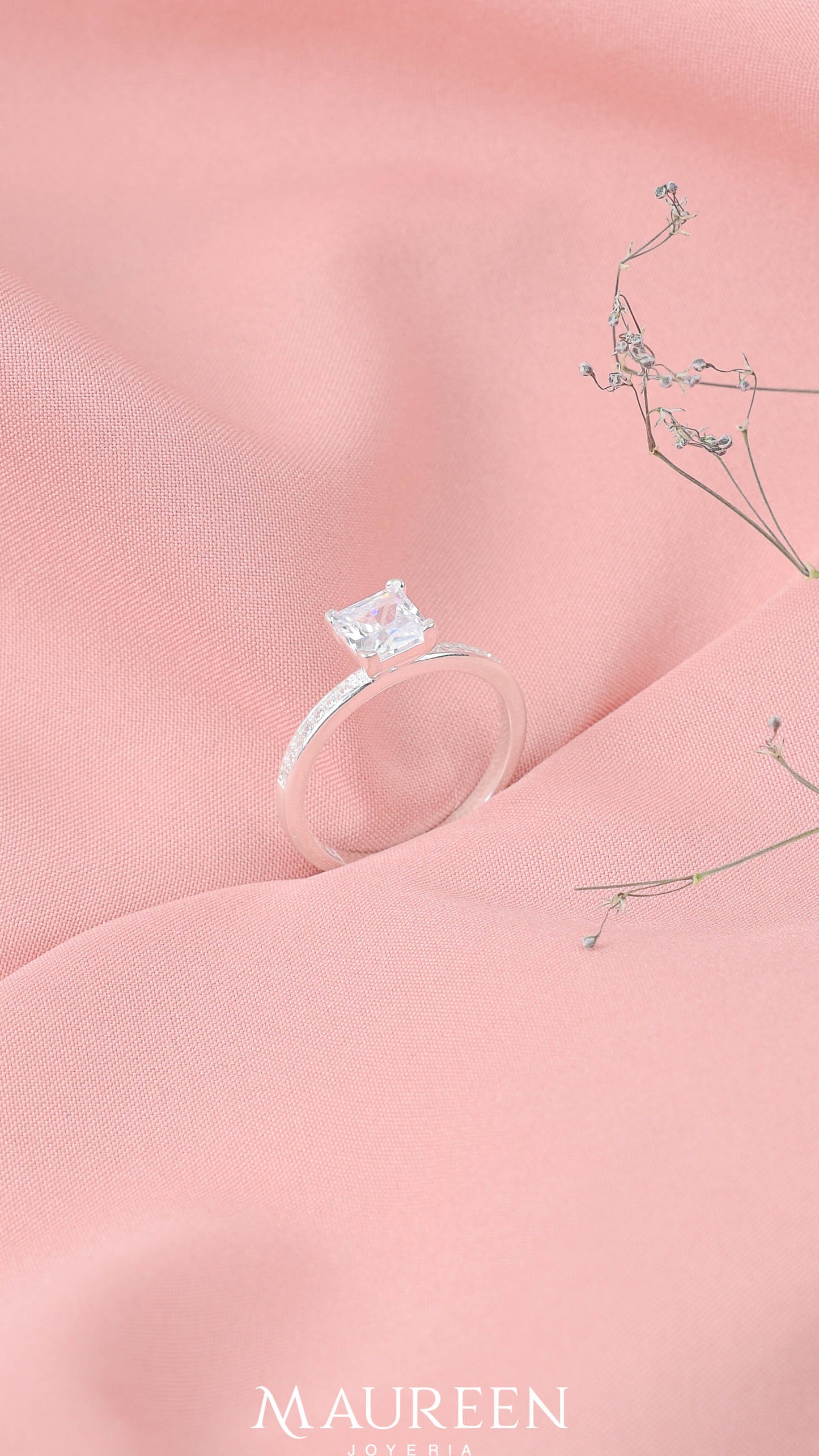 Anillo de compromiso cuadrado - Plata