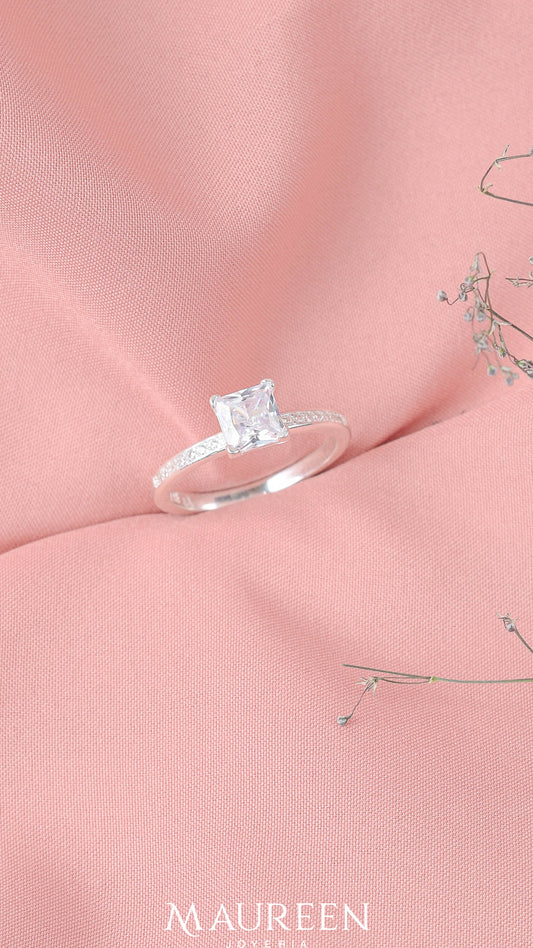 Anillo de compromiso cuadrado - Plata