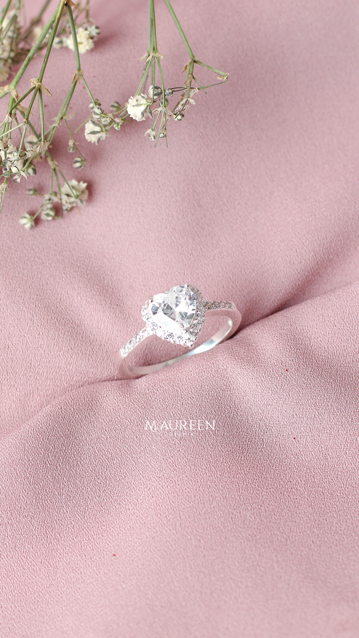 Anillo promesa corazon con mini circones - Plata