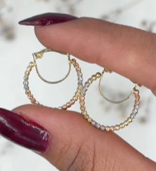 Argollas bolitas - Oro Amarillo/Rojo/Blanco