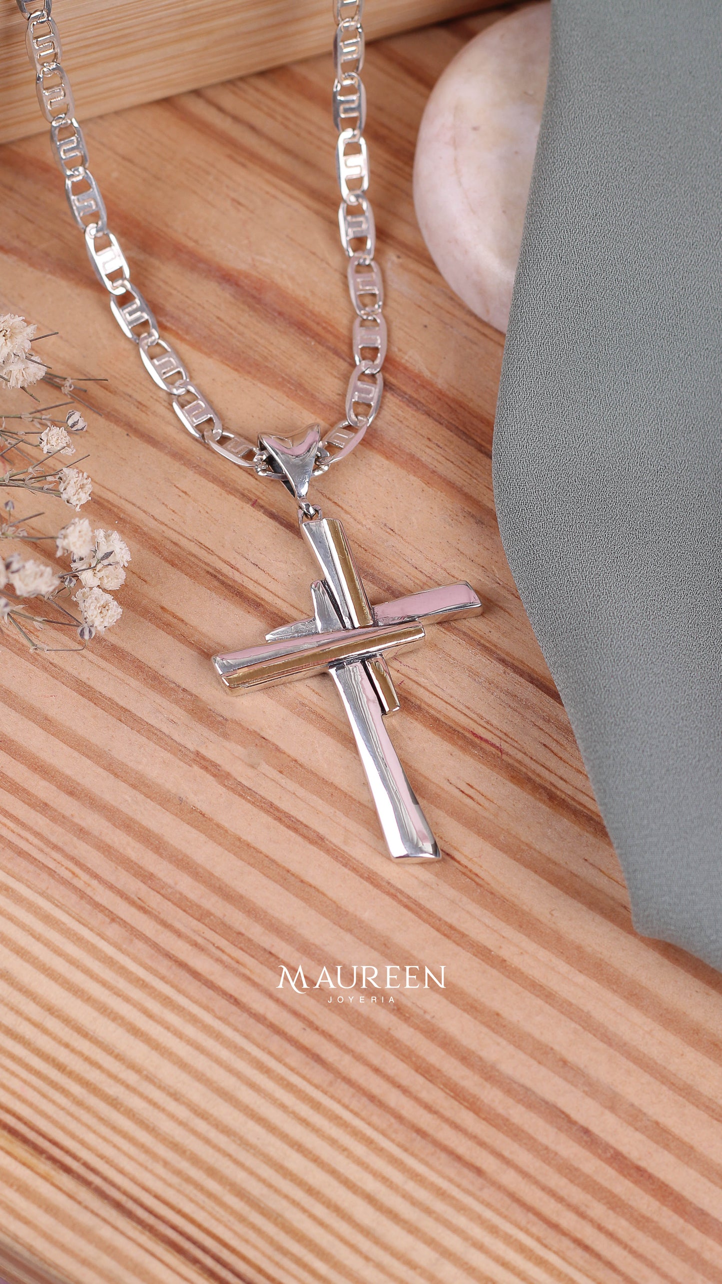 Dije cruz plata con oro - Plata