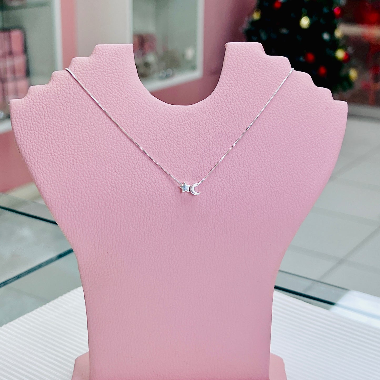 Collar mini estrella y luna - Plata