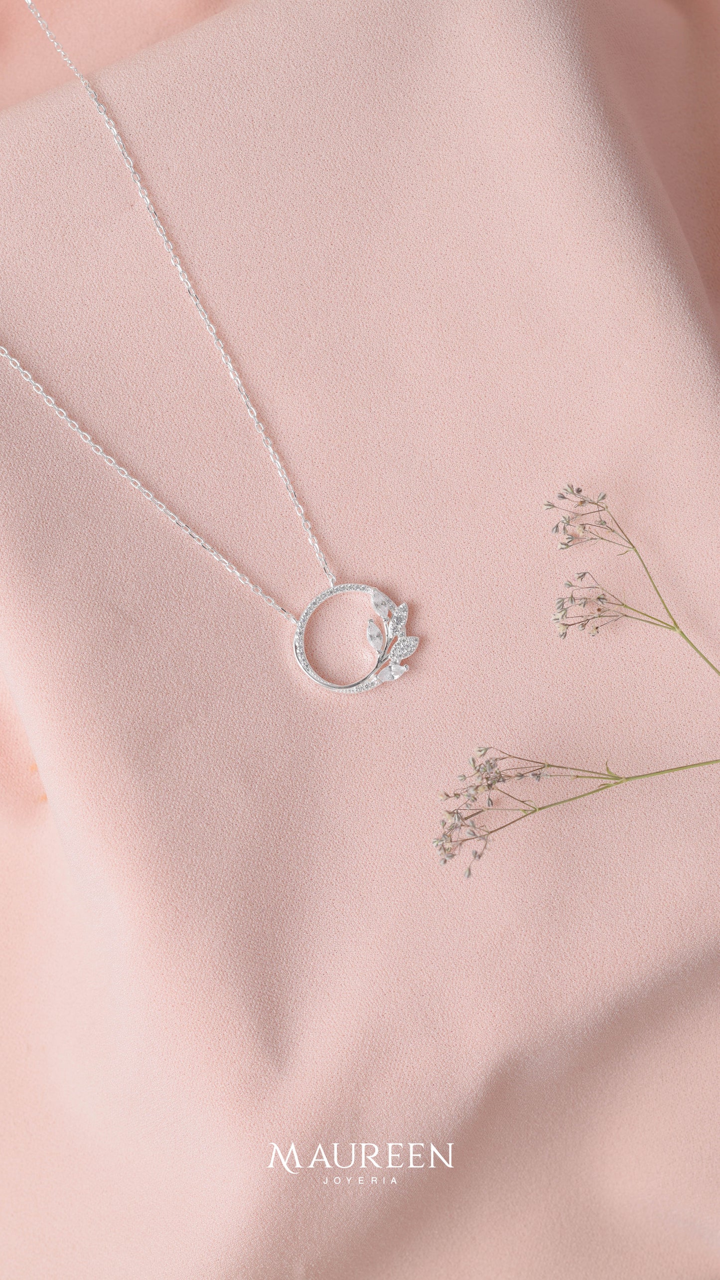 Collar rama con mini circones - Plata