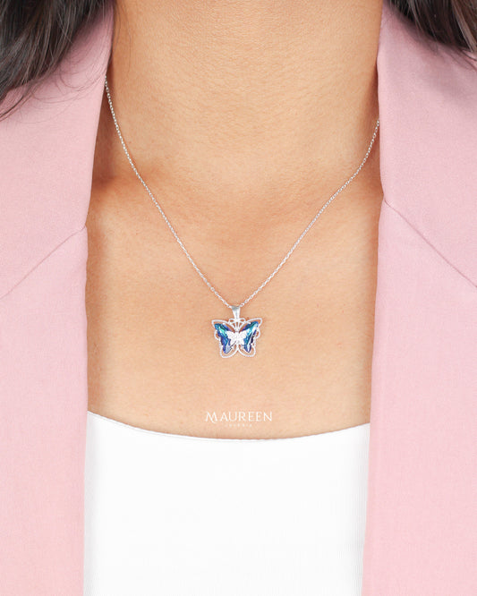 Collar mariposa tornasol - Plata