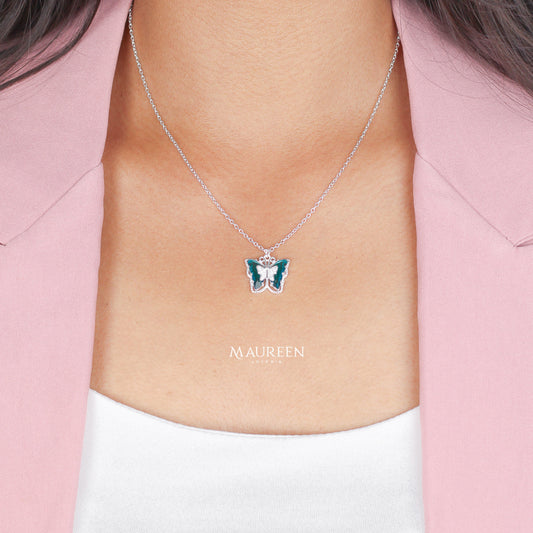 Collar mariposa azul - Plata