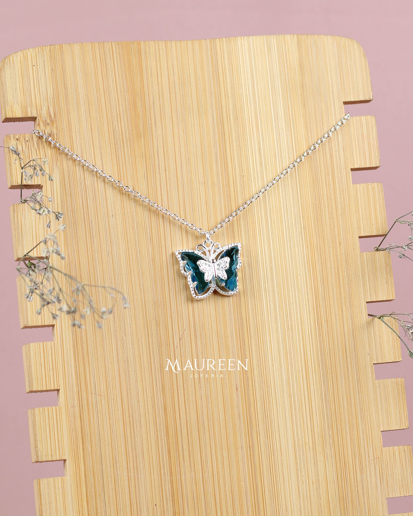 Collar mariposa azul - Plata