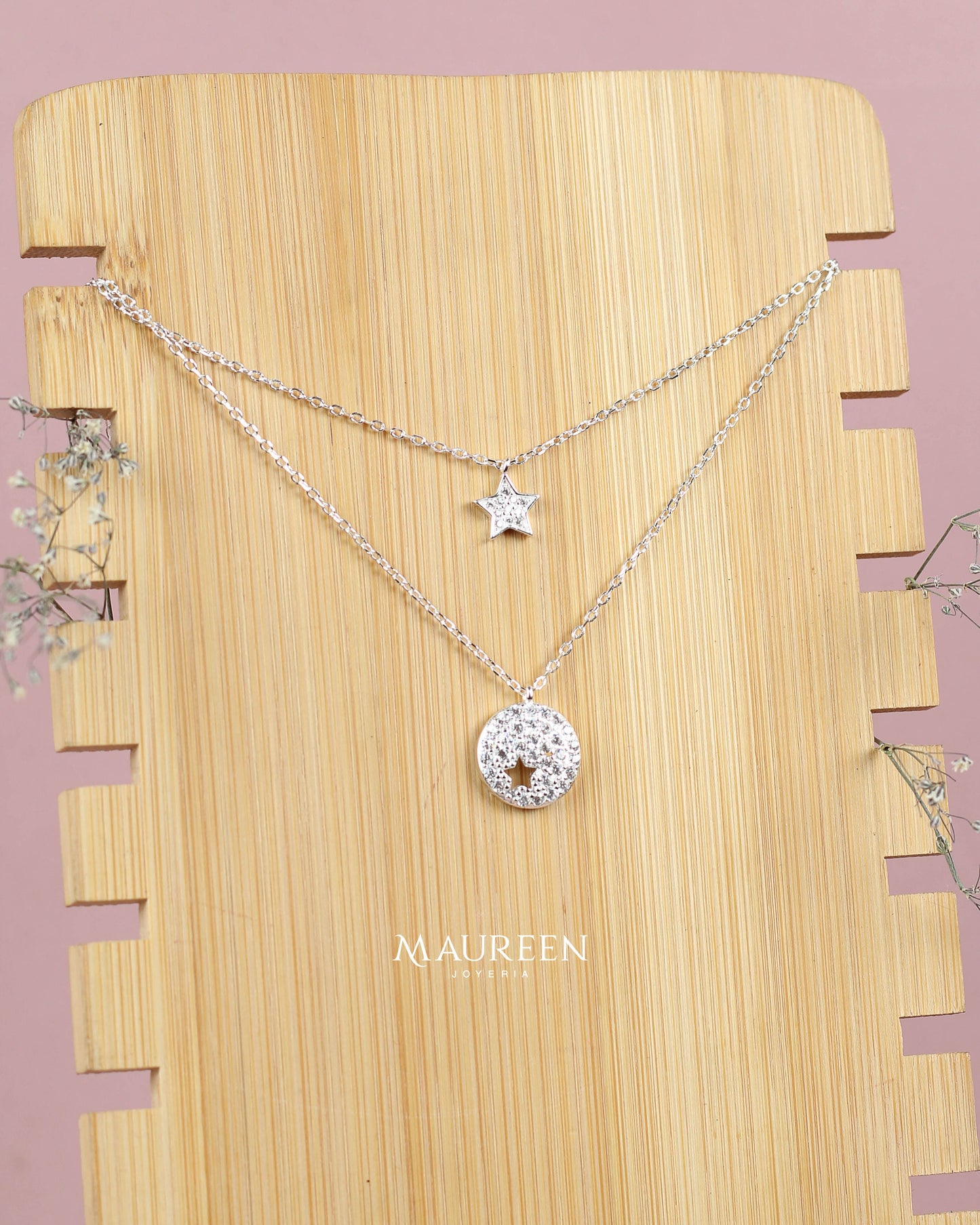 Collar doble estrella - Plata