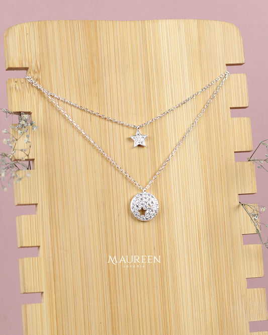 Collar doble estrella - Plata
