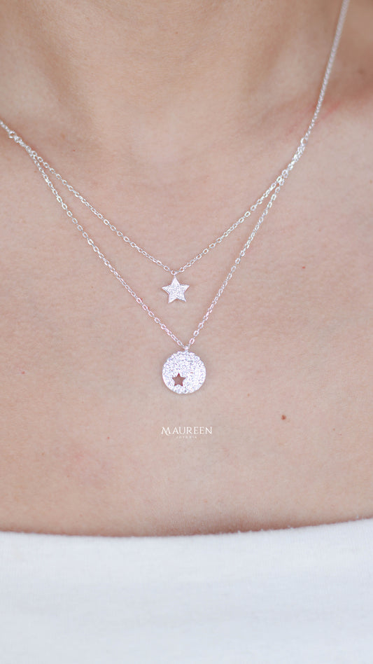 Collar doble estrella - Plata