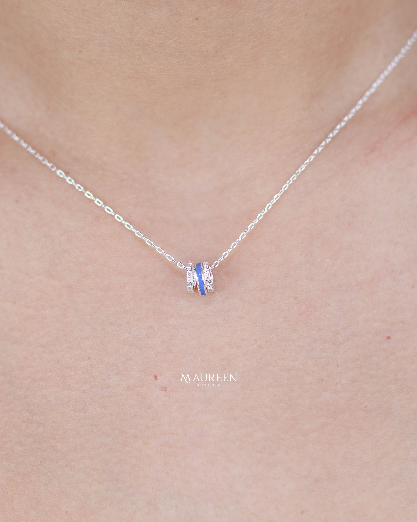 Collar tres aros pasantes con circones - Plata