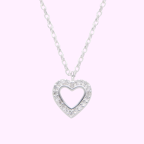 Collar corazon de circones - Plata