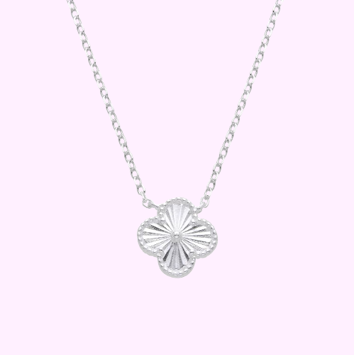 Collar VAN flor diamantado- Plata