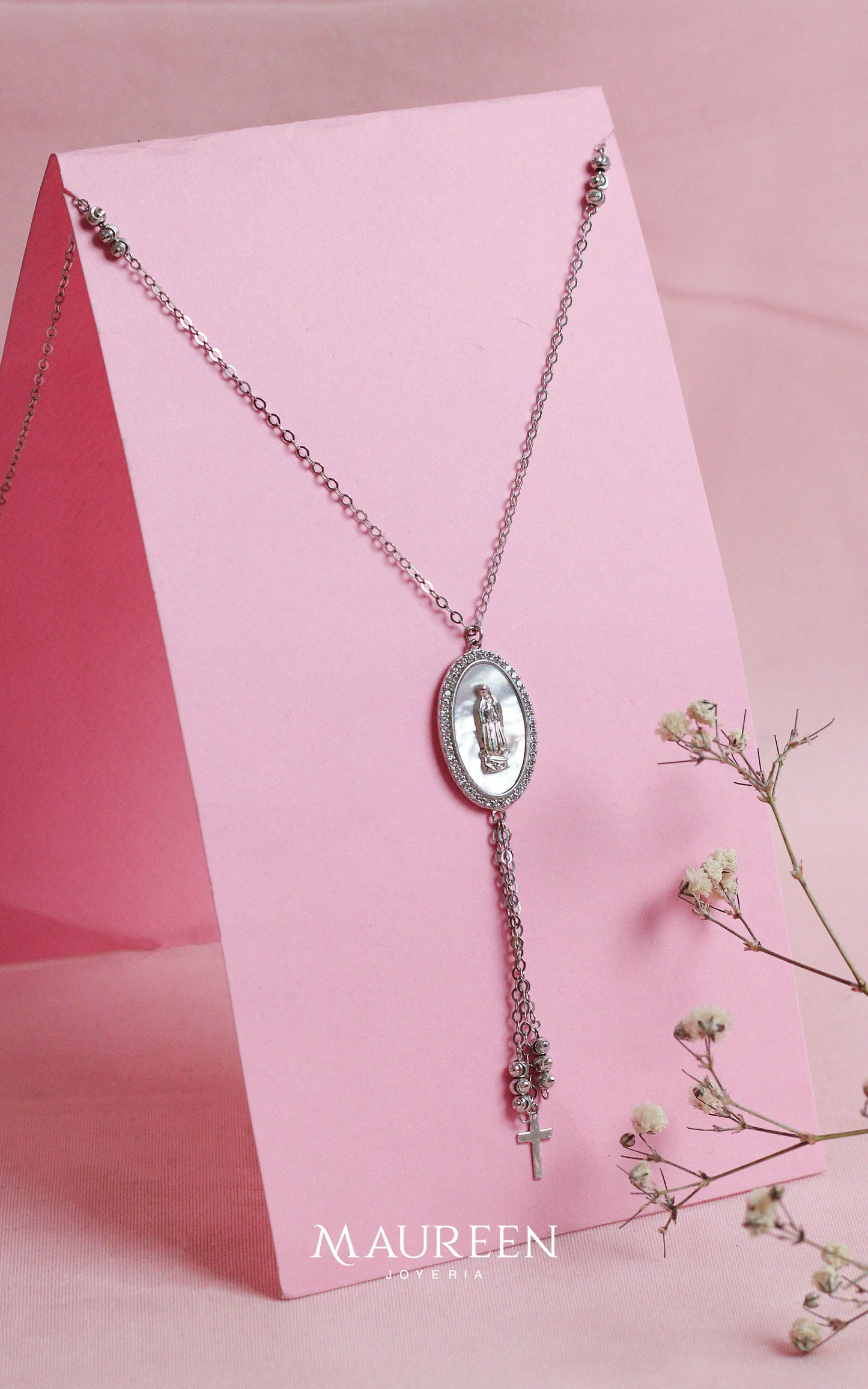 Collar virgen de Lourdes - Plata