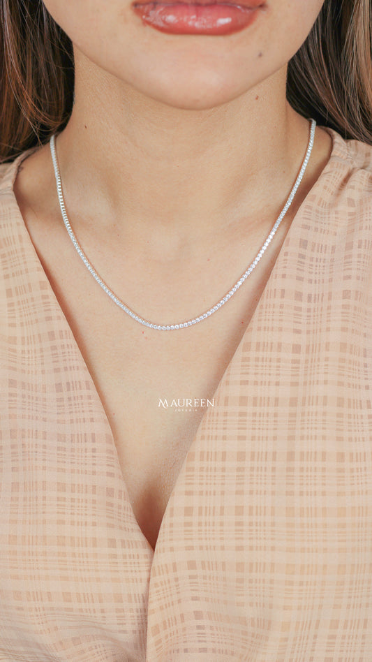 Collar tennis blancas - Plata