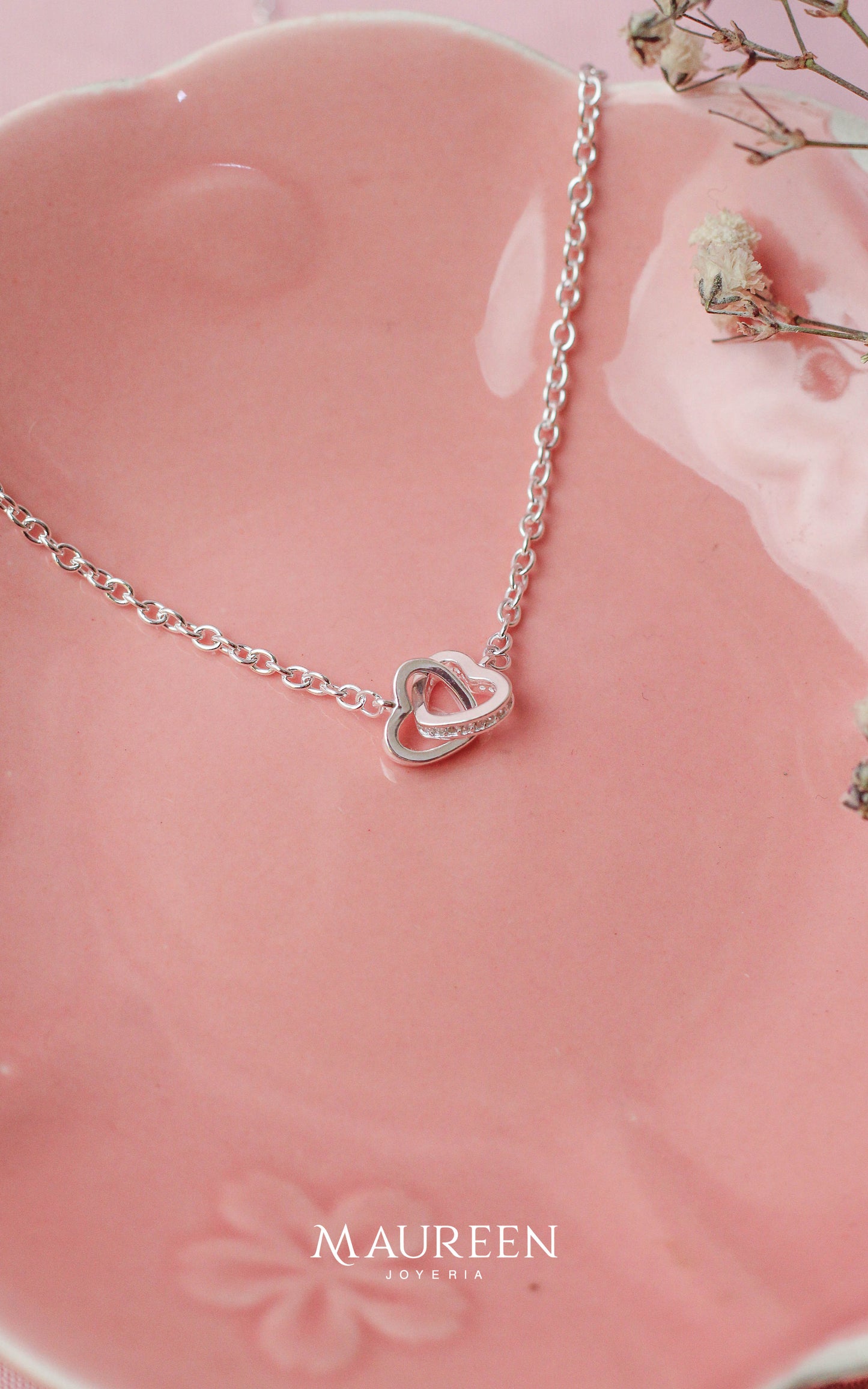 Collar corazones entrelazados - Plata