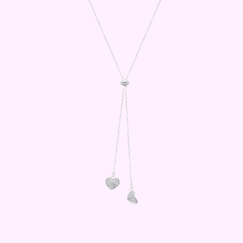 Collar ajustable corazones - Plata