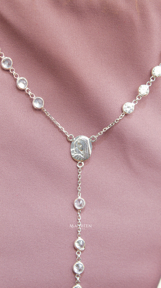 Collar rosario virgen circones - Plata