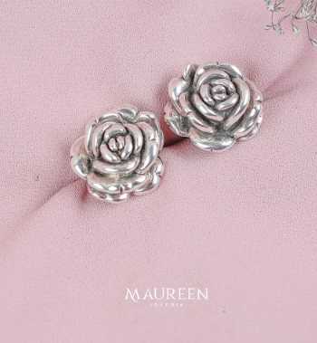 Arete rosa electroformatura - Plata quemada