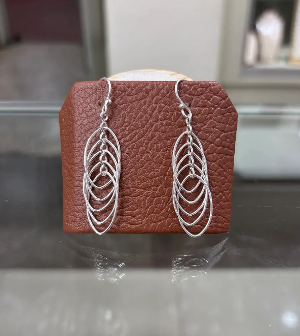 Arete argollas hojal colgantes - Plata