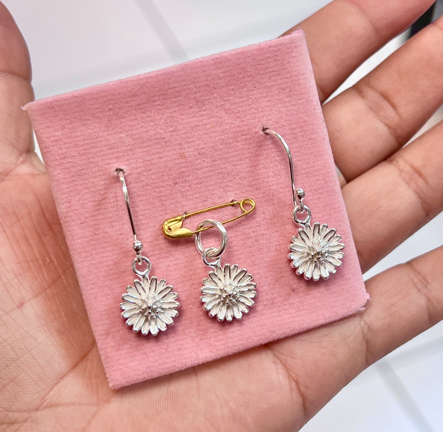 Juego margarita colgante - Plata