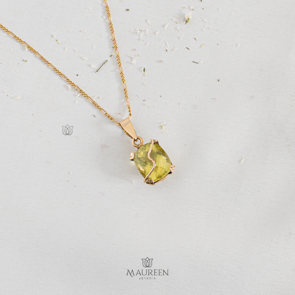 Dije piedra natural peridoto - Oro