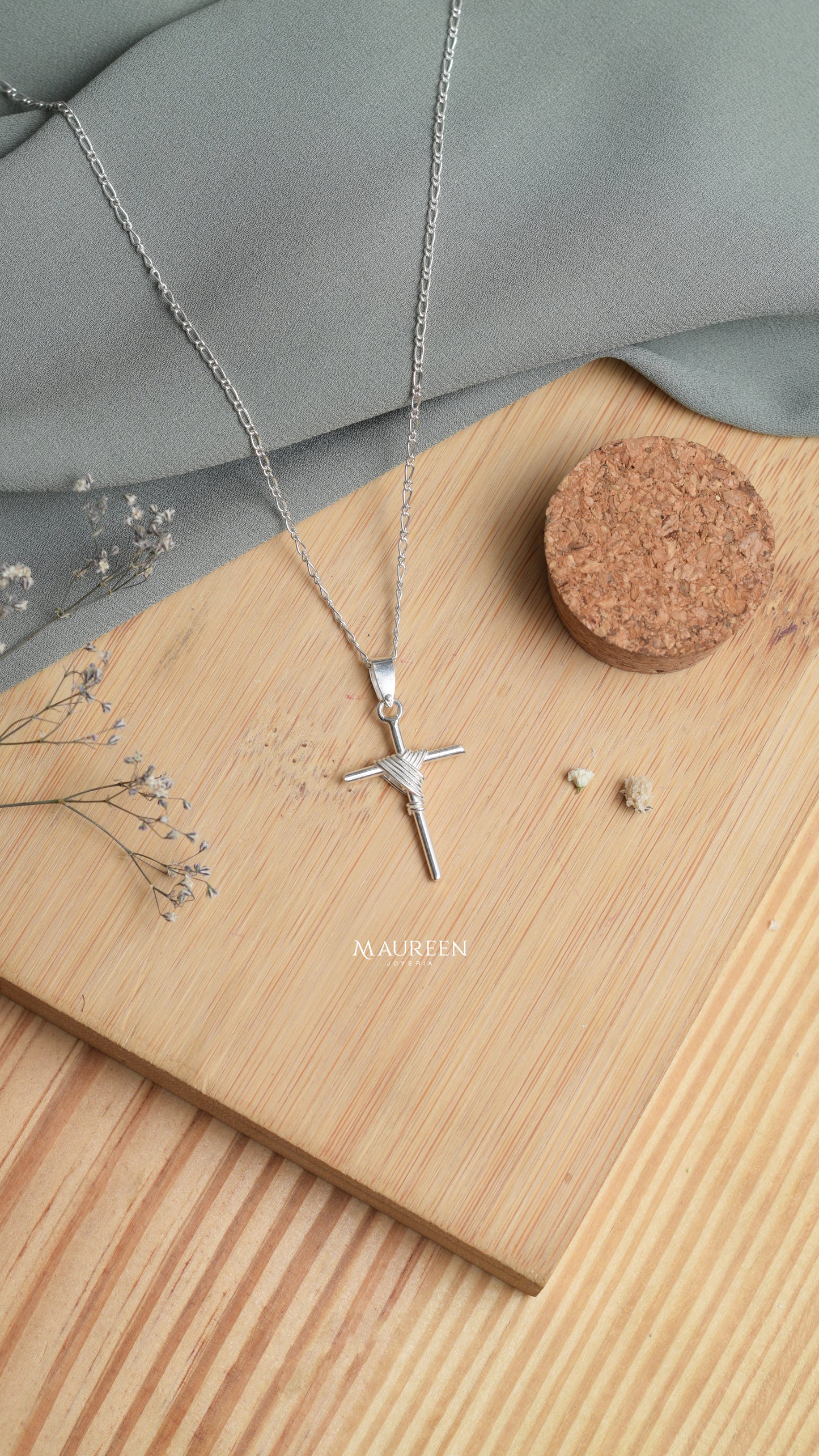 Dije cruz tubo degado manta - Plata