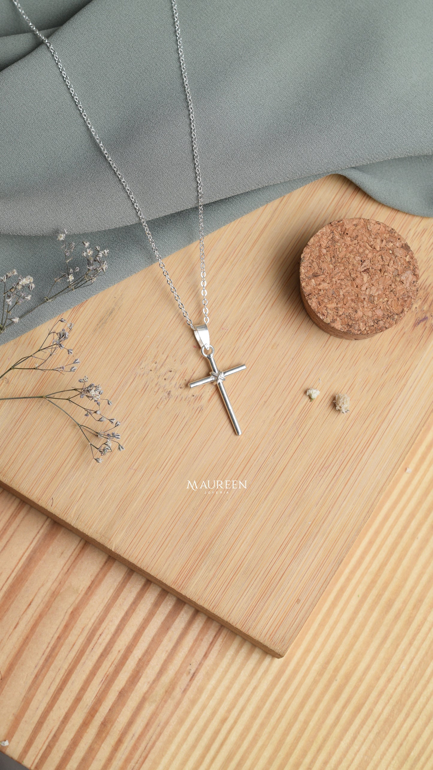 Dije cruz tubo manta - Plata