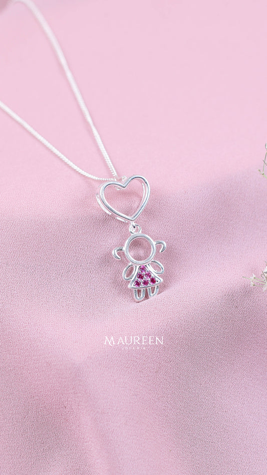 Dije de corazón niños pasante con circones - Plata