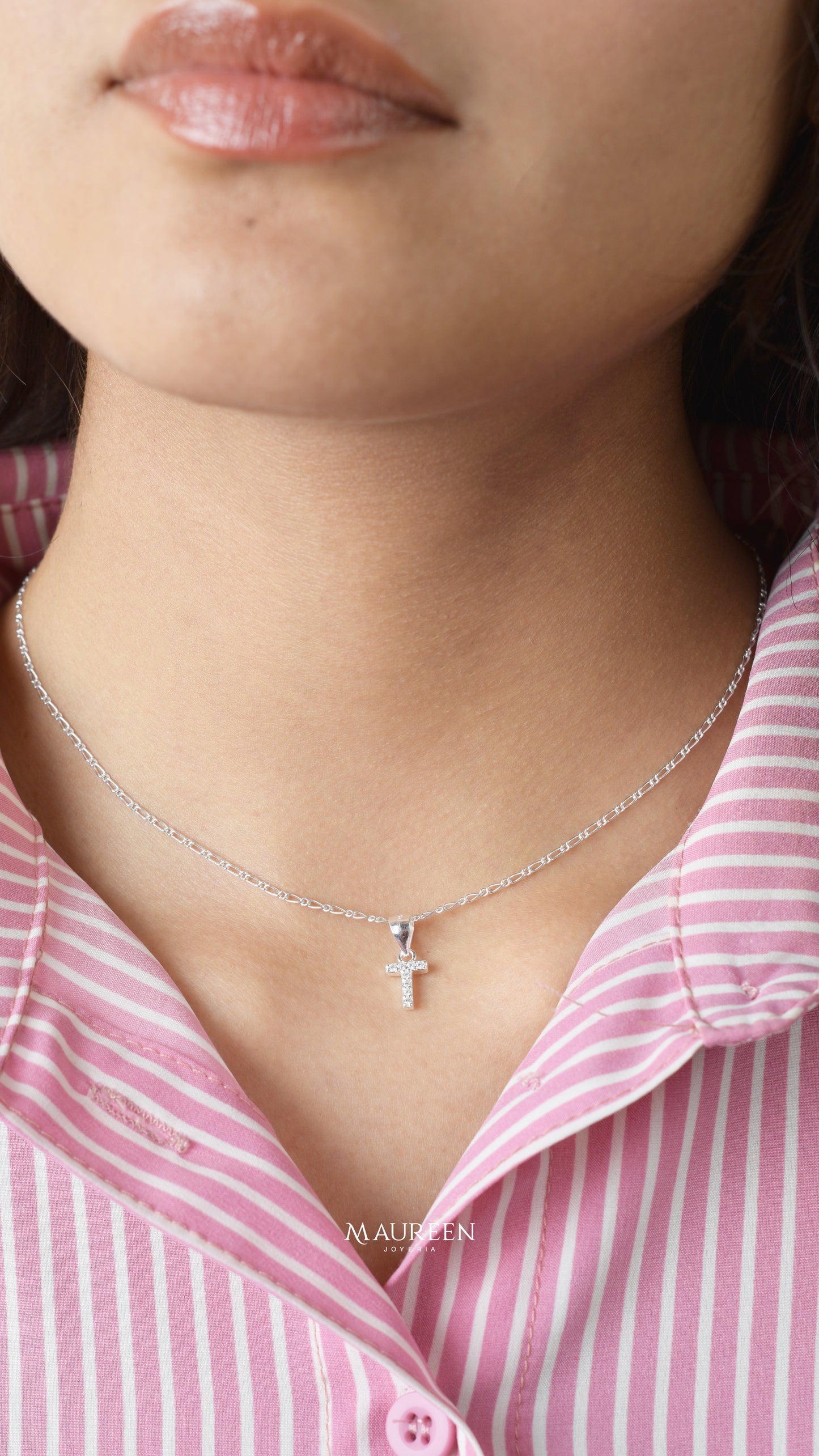 Dije iniciales con circones - Plata