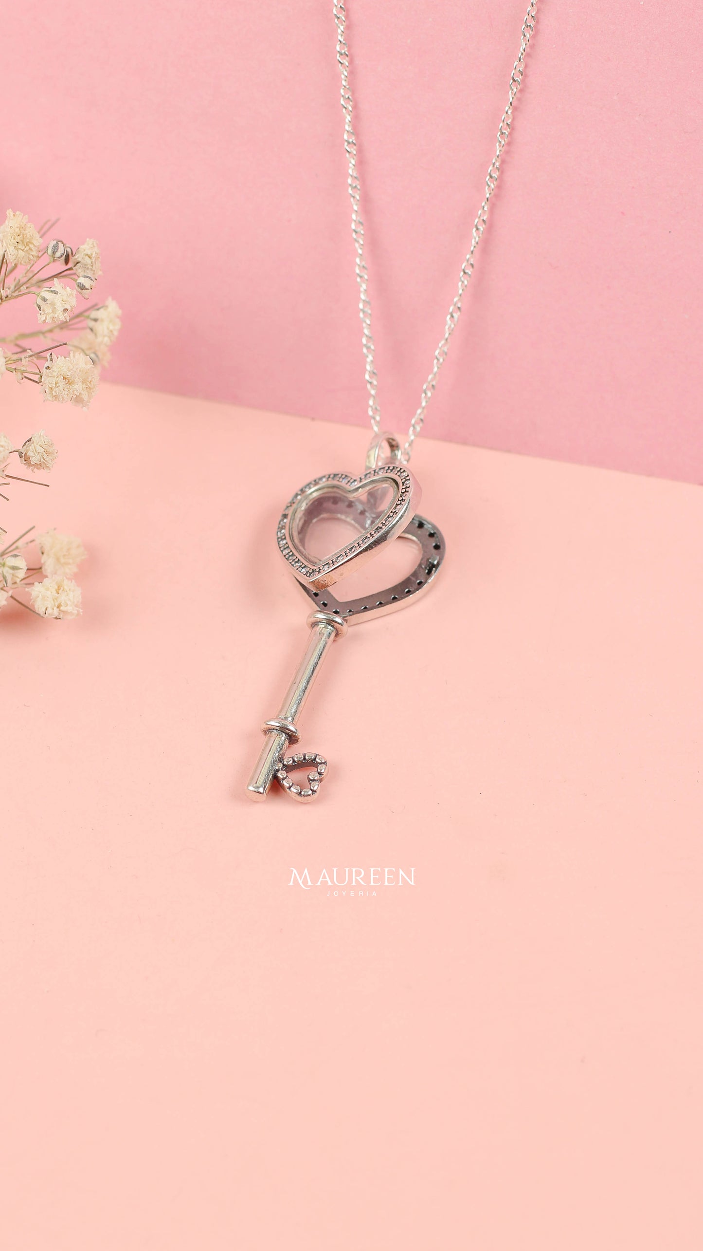 Dije corazon llave portaretrato - plata