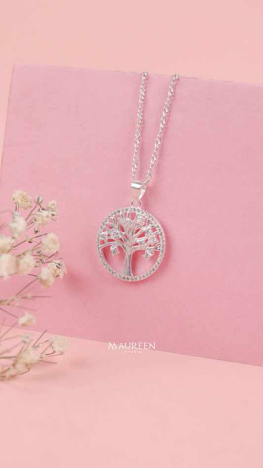 Dije arbol de la vida con circones Plata