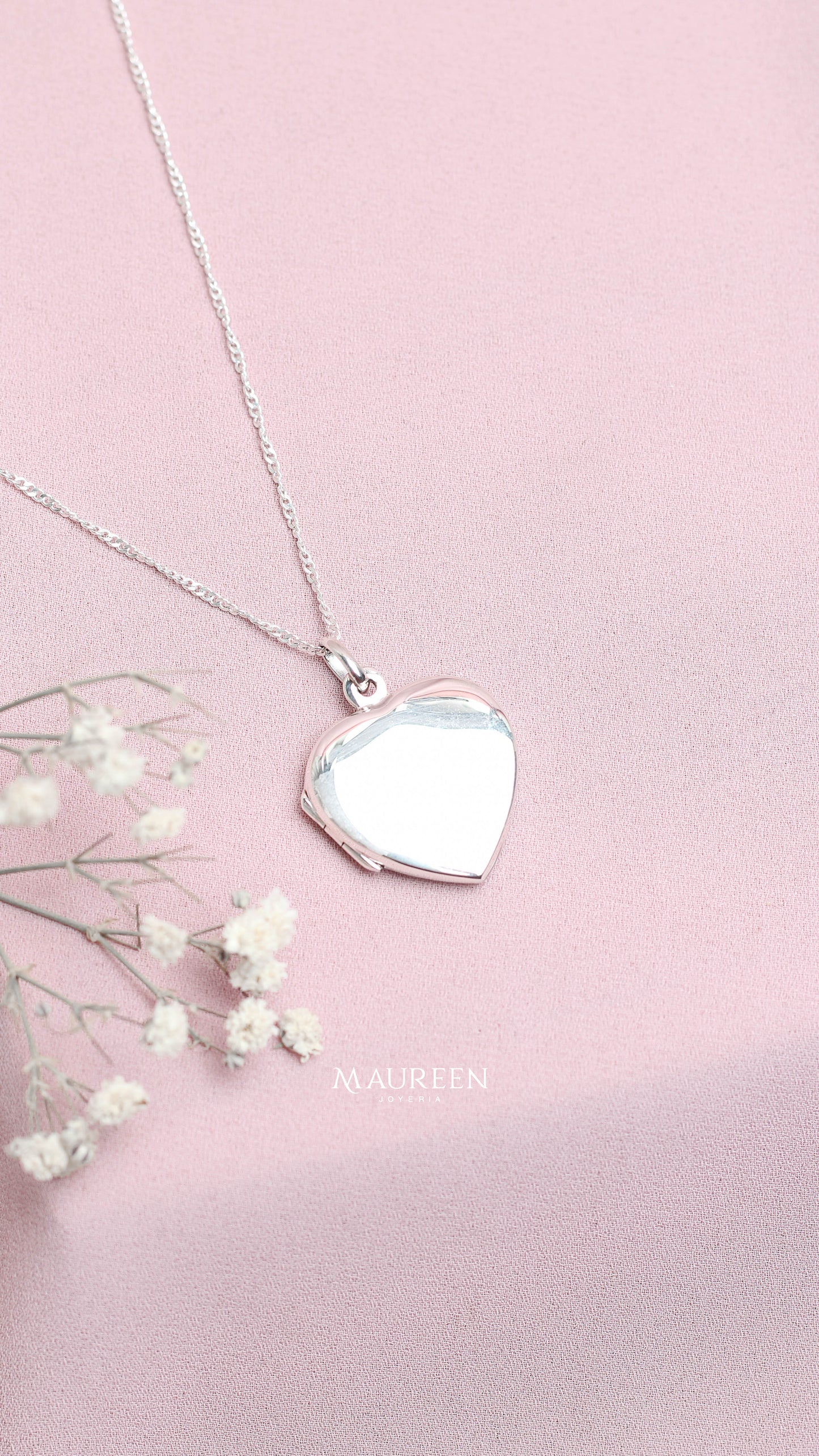 Dije relicario corazon plano - plata