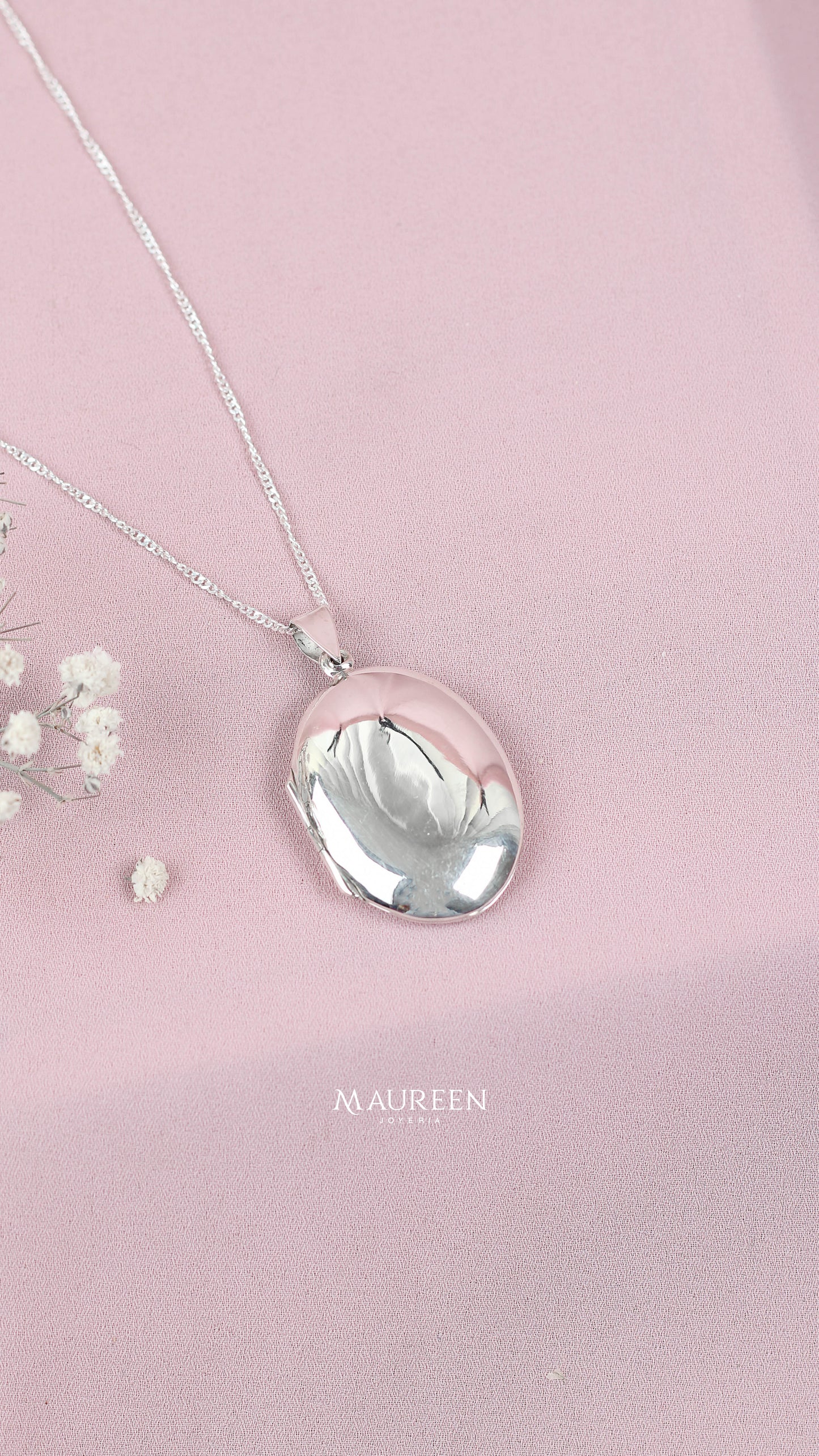 Dije relicario ovalado liso - plata