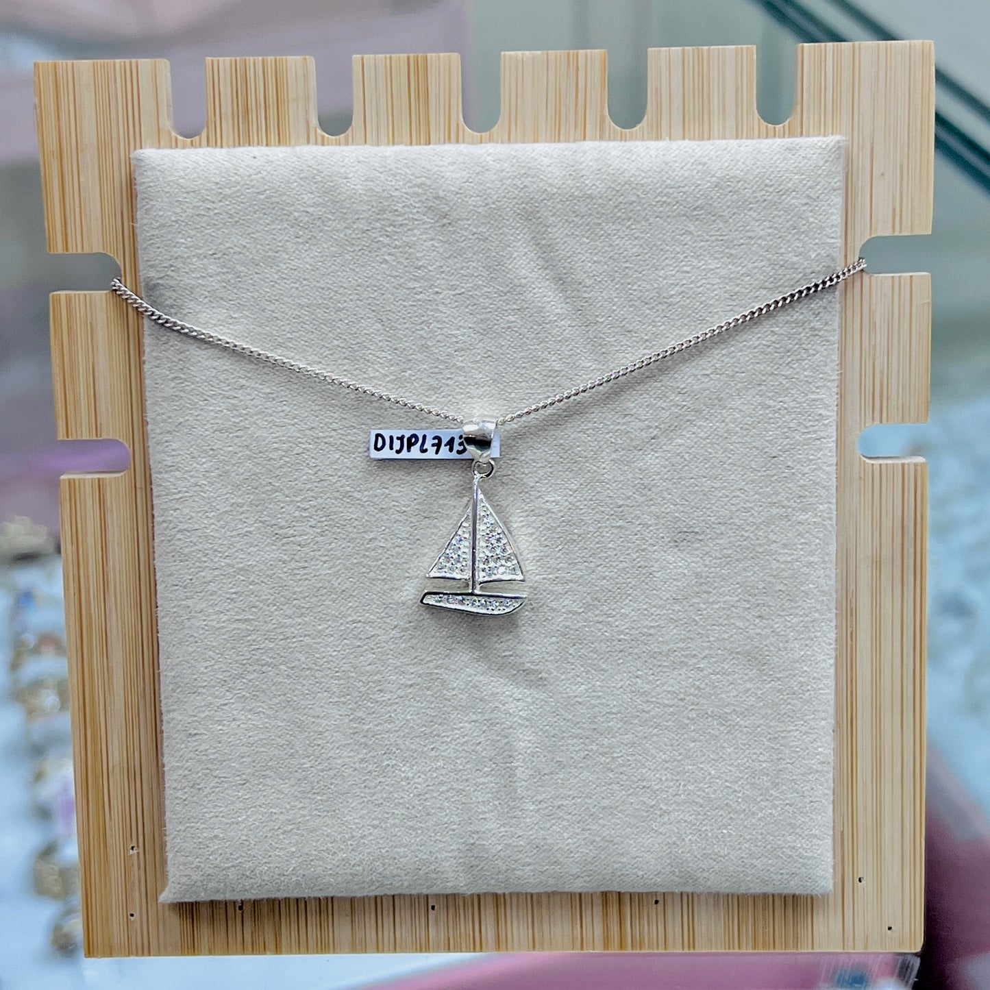 Dije barco con circones - Plata