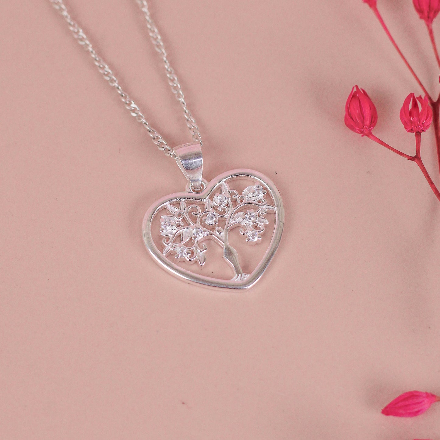 Dije arbol de la vida corazon - Plata