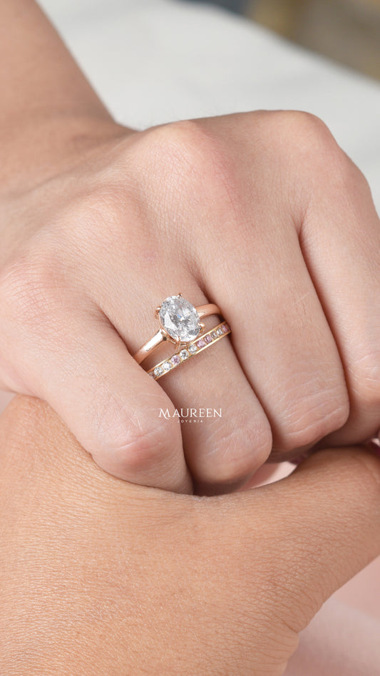 Anillo de compromiso ovalado - Oro