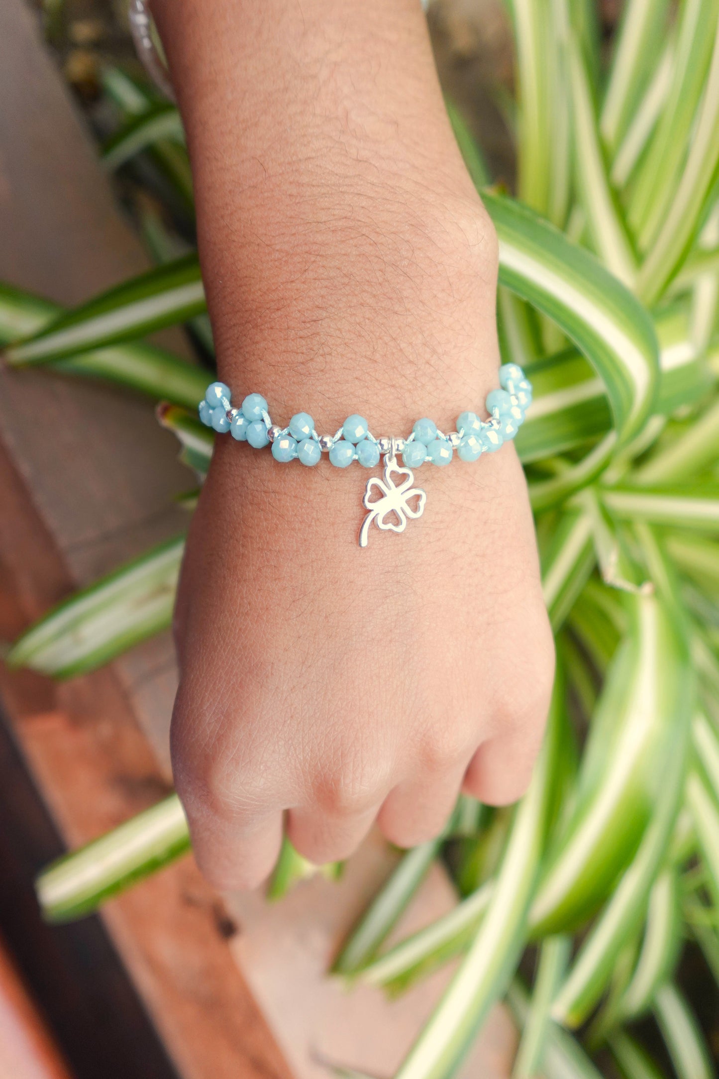 Pulsera ajustable tejida de flor - Plata