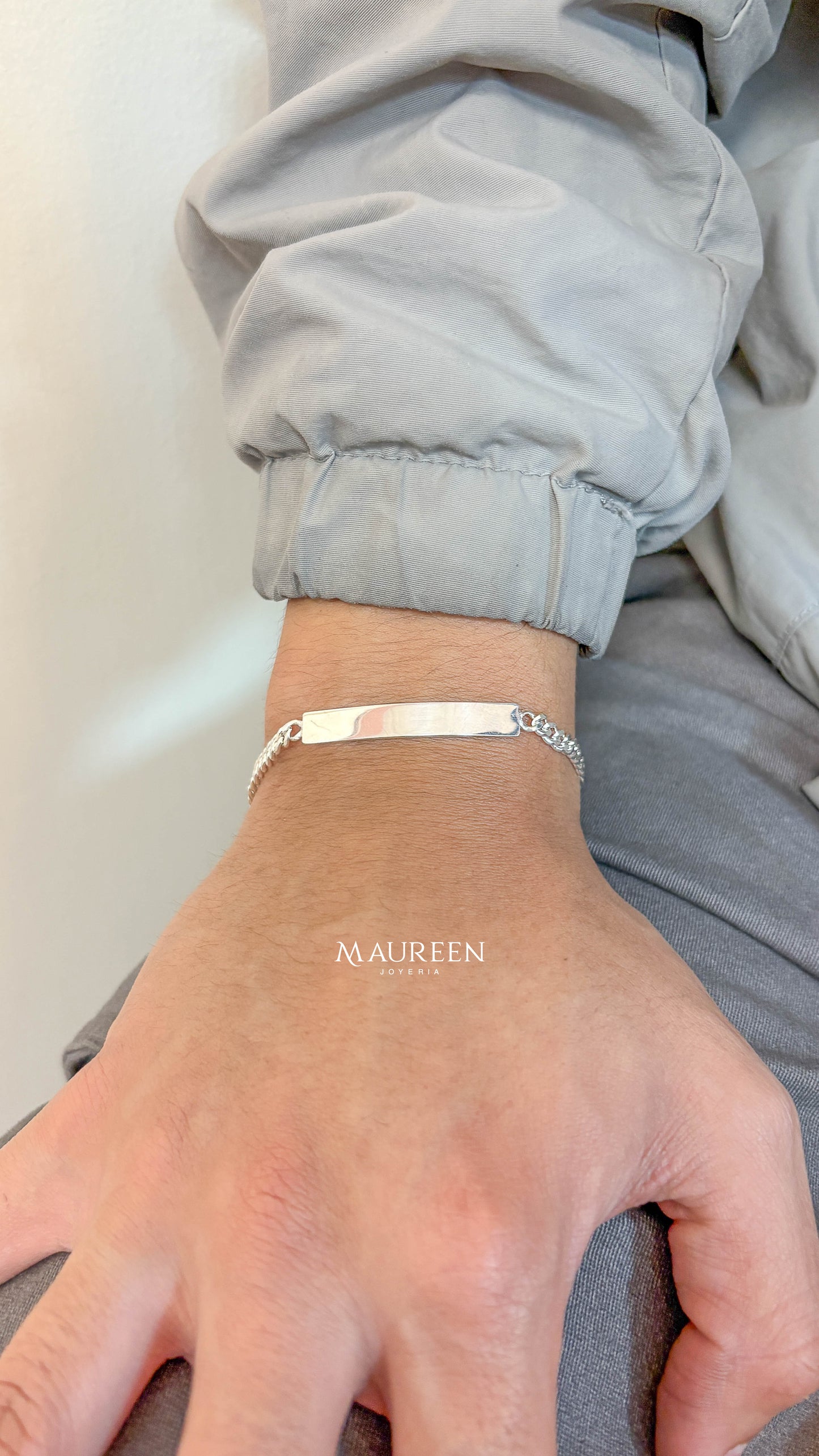 Esclava cuadrada cadena lomo de corvina delgada - Plata