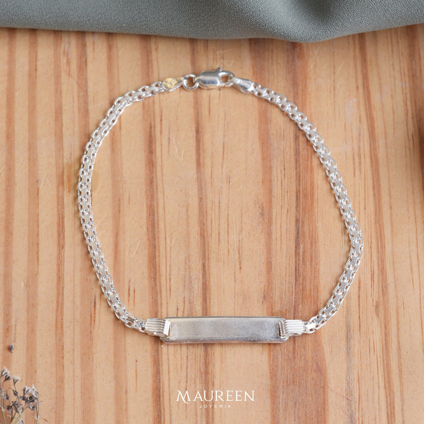 Esclava cuadrada cadena Bismark para pareja - Plata